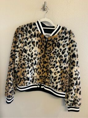 BB Dakota Leopard Faux Fur Bomber Jacket